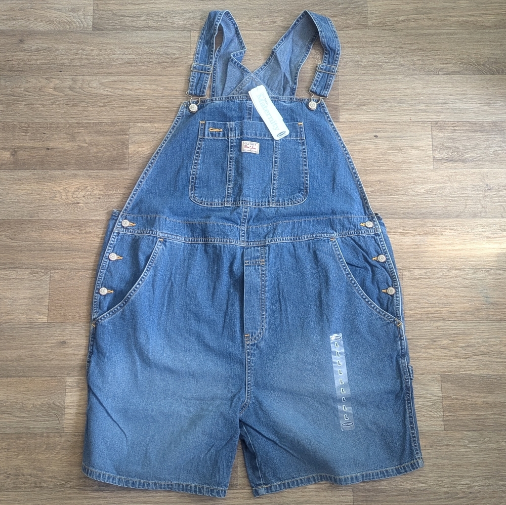 NWT Old Navy Maternity Vintage 2003 Denim 100% Cotton Overalls Shortalls Size L